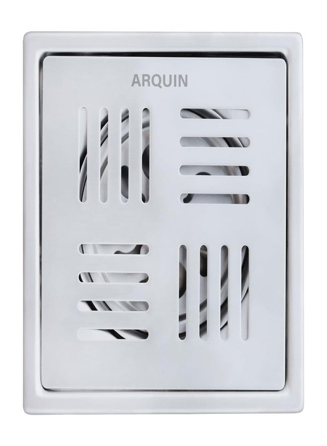 ARQUIN مصفاة أرضية للحمام من أركوين، 5×5 بوصة | مصفاة أرضية مربعة الشكل | مصنوعة من الفولاذ المقاوم للصدأ 304 | شبكة تصريف مزودة بمصيدة للصراصير، بلمسة نهائية غير لامعة | شبكة تصريف مياه الصرف الصحي للمطبخ، 1 مم - Image 2
